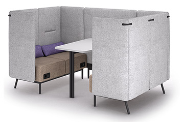 Minimal and modern design office-pod with alcove design and peninsula table Around Lab