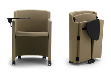 Stacking tub armchairs with writing tablet Clac