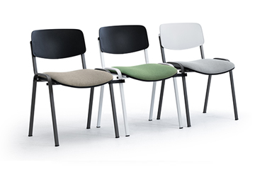 Coloured ISO linking chairs with writing tablet for conferences and training Sally