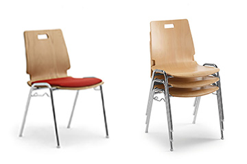 Stackable single shell chair with linking device Cristallo