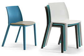 Stackable plastic chairs with arms for contract Greta