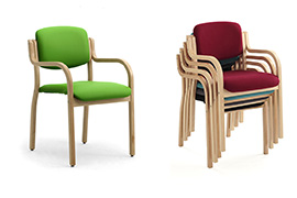 4 legs stacking wooden armchairs for hotel conference Kalos
