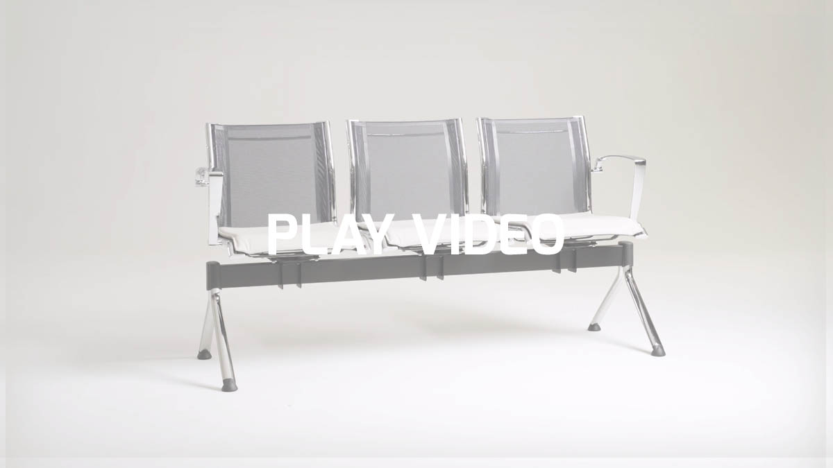 Mesh seating for waiting room benches with upholstered pads | Origami RX by Leyform