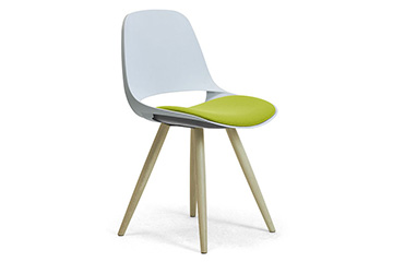 Monocoque chairs with wooden legs and soft padded seat Cosmo wooden legs