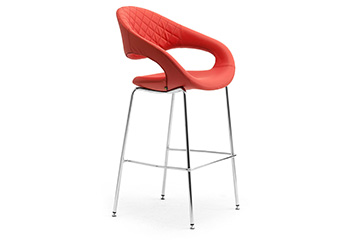 Contemporary design stools with enveloping seats + footrest for churches, cathedrals and chapels Samba