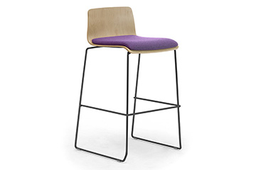 Modern design wooden stools with padded seat for company, school and self-service canteen Zerosedici