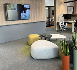 Poufs for informal meeting areas where meetings are held