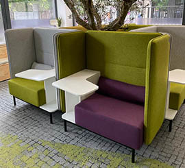 Sofa with integrated table for lobby, entrance and waiting room