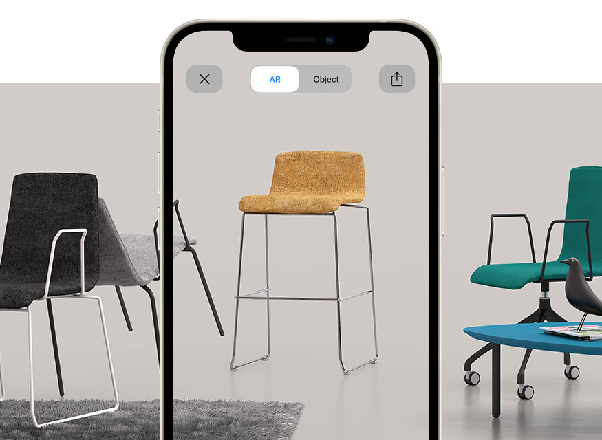 View the comfortable stool for cusine, bars and pubs island with augmented reality Zerosedici