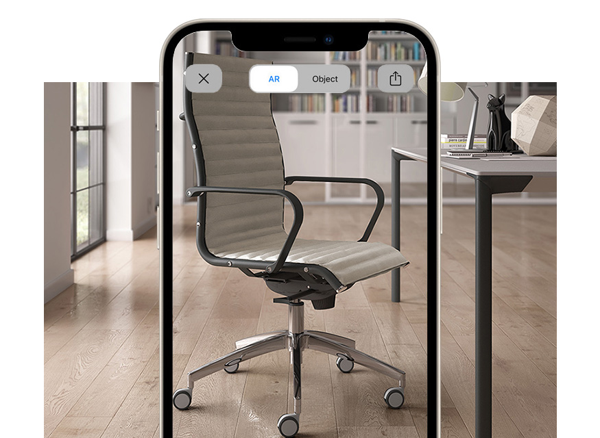 View the presidential armchair for executive's office, boardroom and conference rooms with augmented reality Origami IN