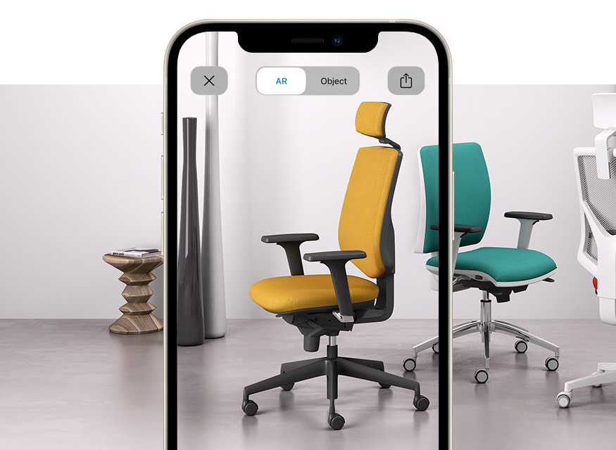 Task operational armchair with arms and headrest with augmented reality Active