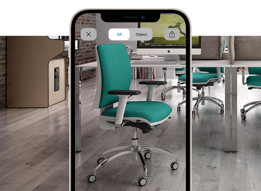 swivel chair with white plastic parts for modern offices with augmented reality Sprint